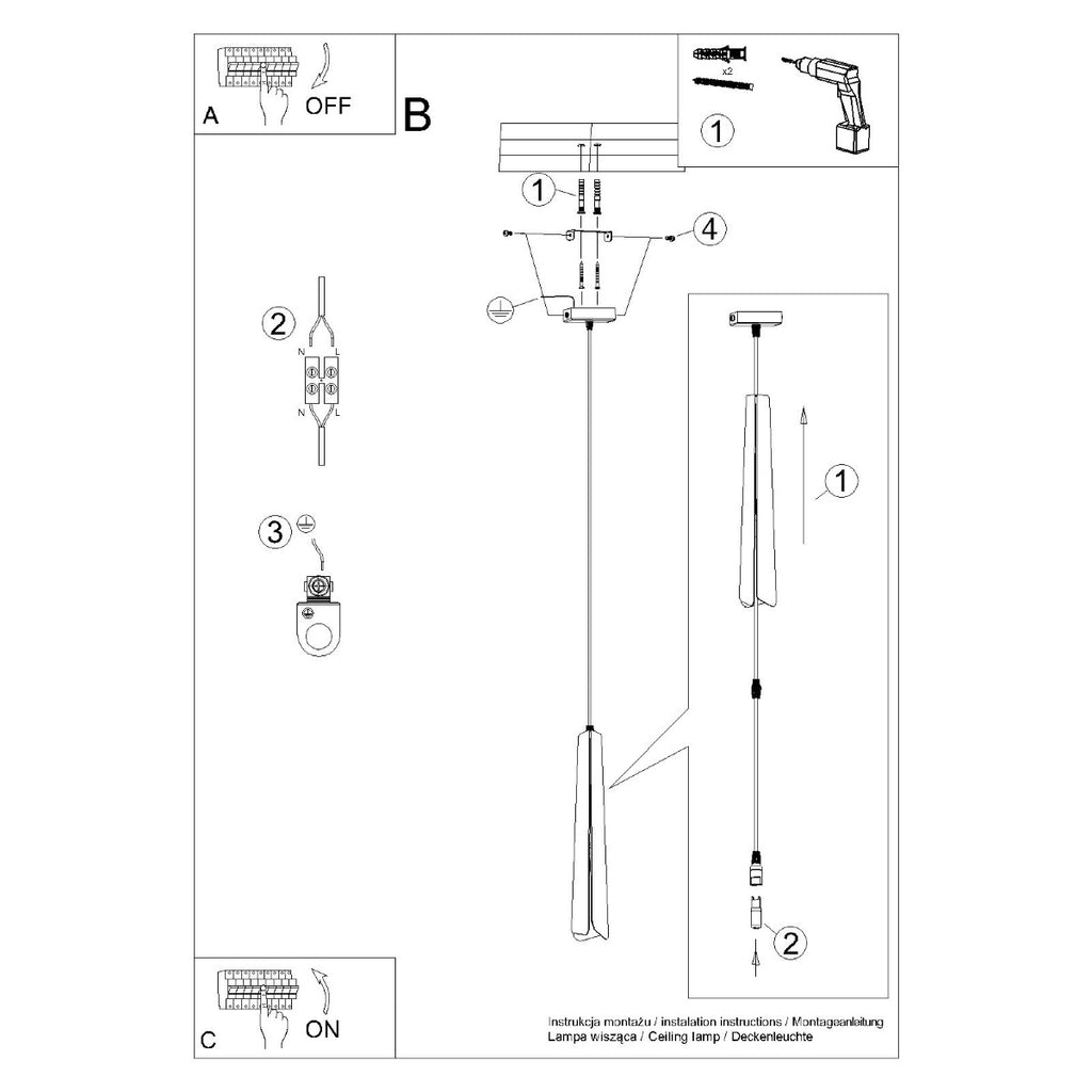 Pendelleuchte PRYSM 1 weiß Sollux Lighting