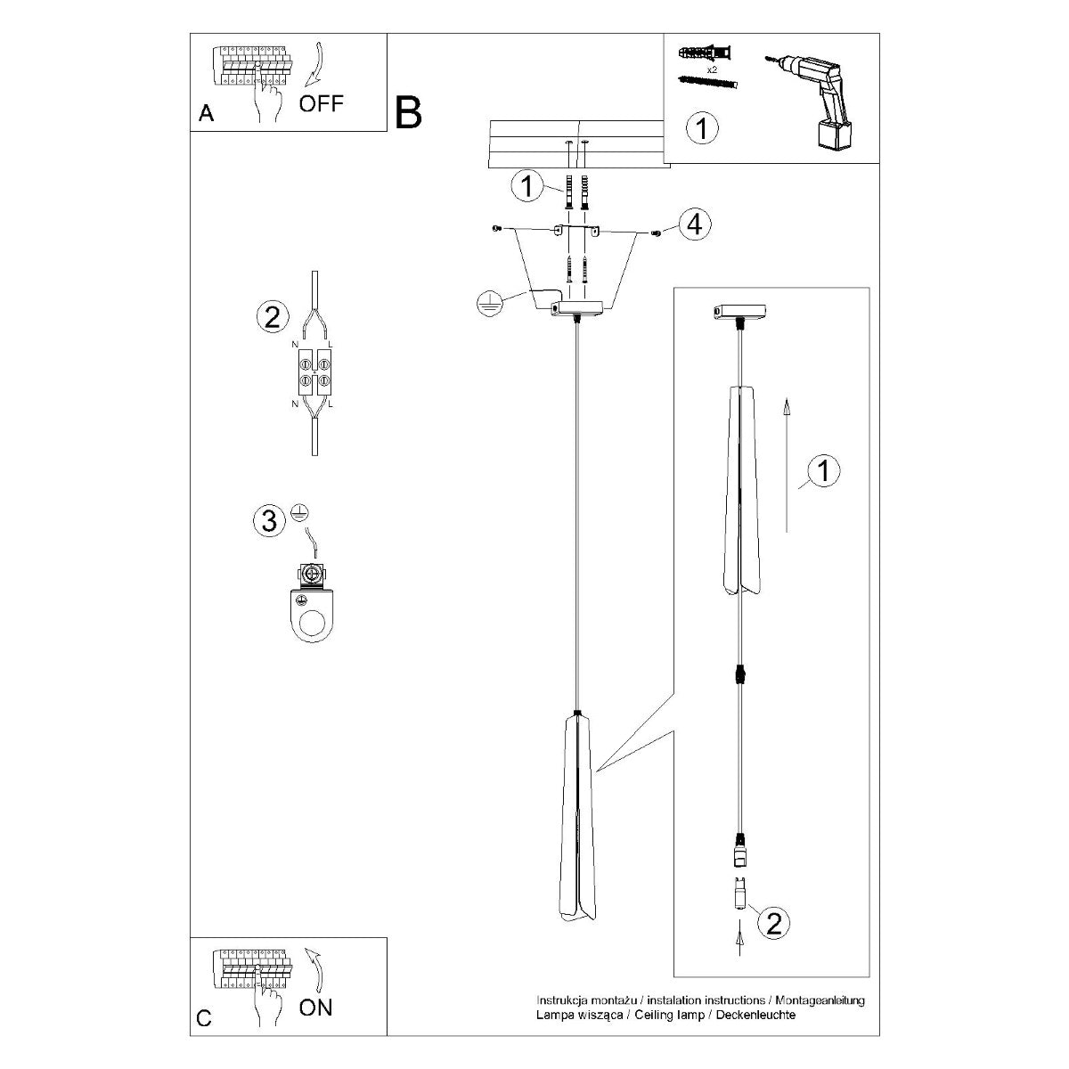 Pendelleuchte PRYSM 1 weiß Sollux Lighting