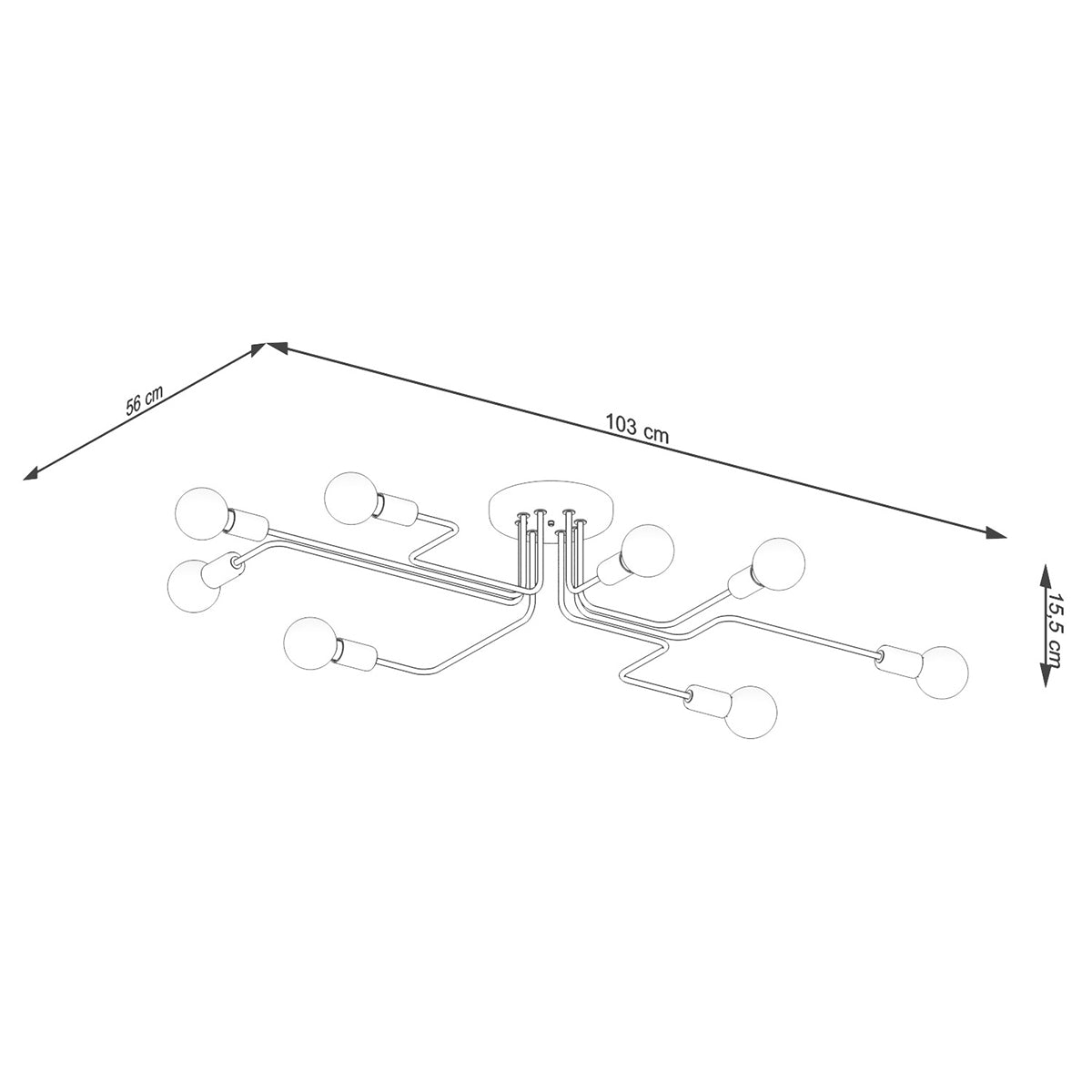 Deckenleuchte VECTOR 8 schwarz Sollux Lighting