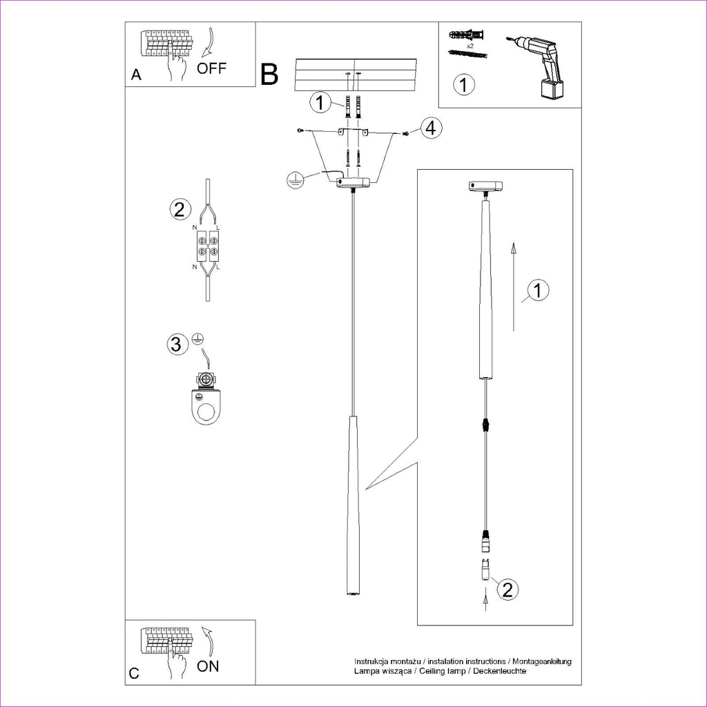 Pendelleuchte BLISS 1 Schwarz Sollux Lighting
