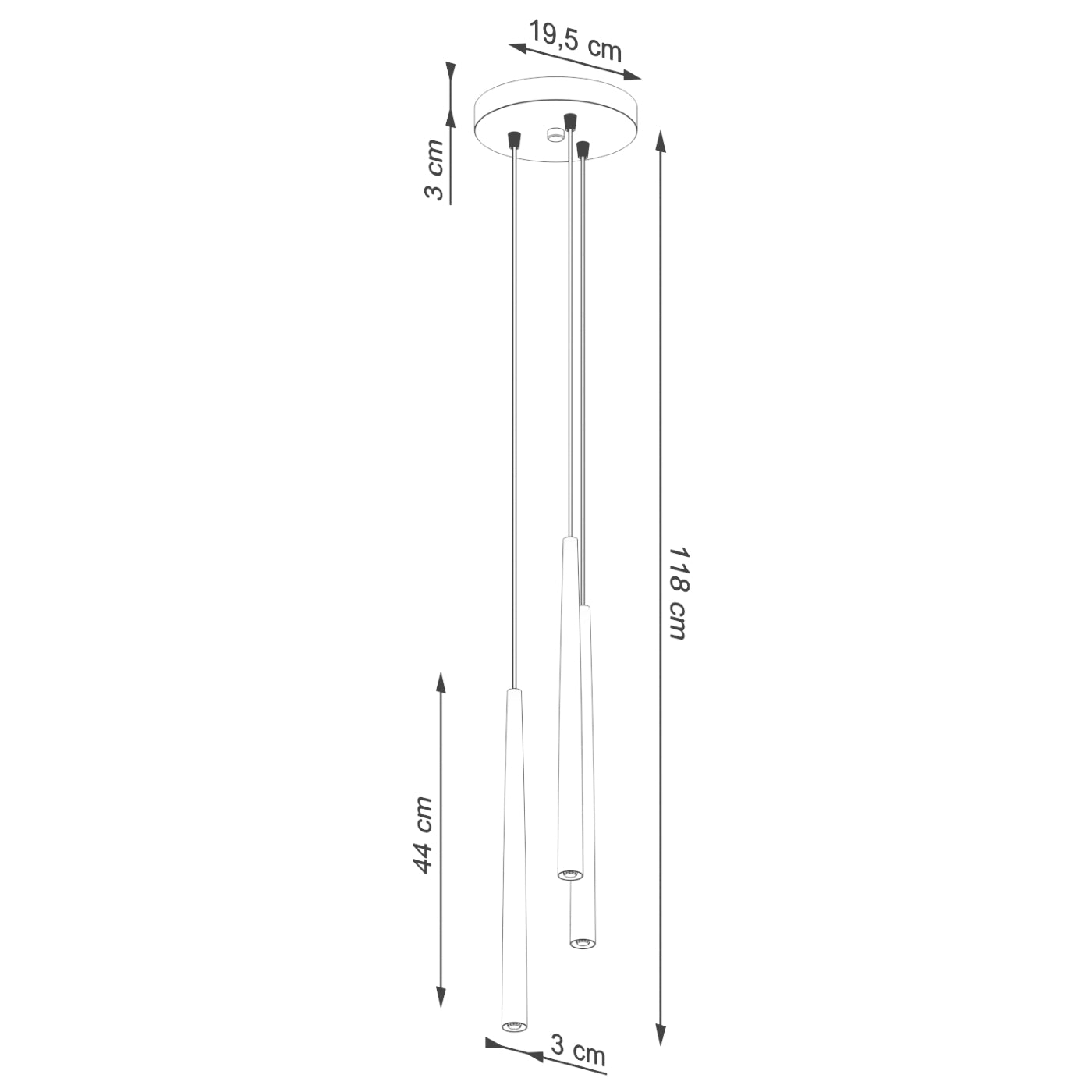 Pendelleuchte BLISS 3P Schwarz Sollux Lighting