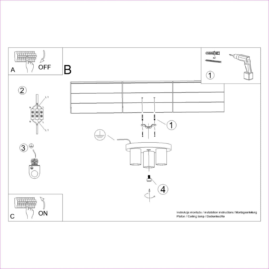 Deckenleuchte - Spot - Strahler  LAGOS 3P Schwarz Sollux Lighting