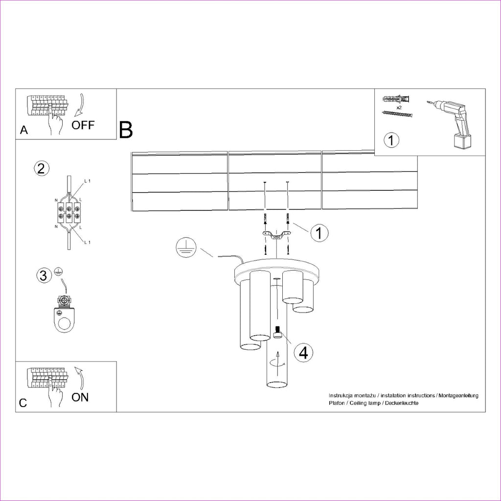 Deckenleuchte - Spot - Strahler  LAGOS 5P Schwarz Sollux Lighting