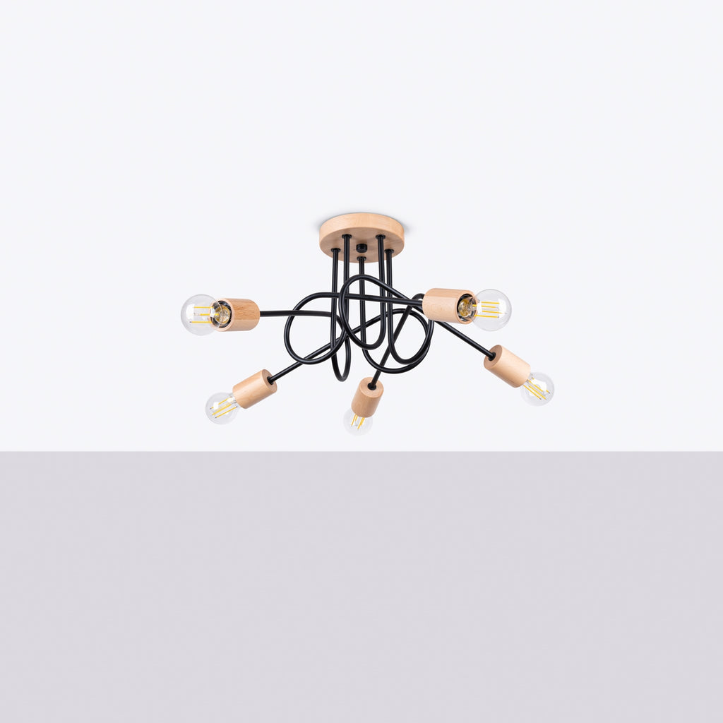 Pendelleuchte EMBER 5 Schwarz Sollux Lighting