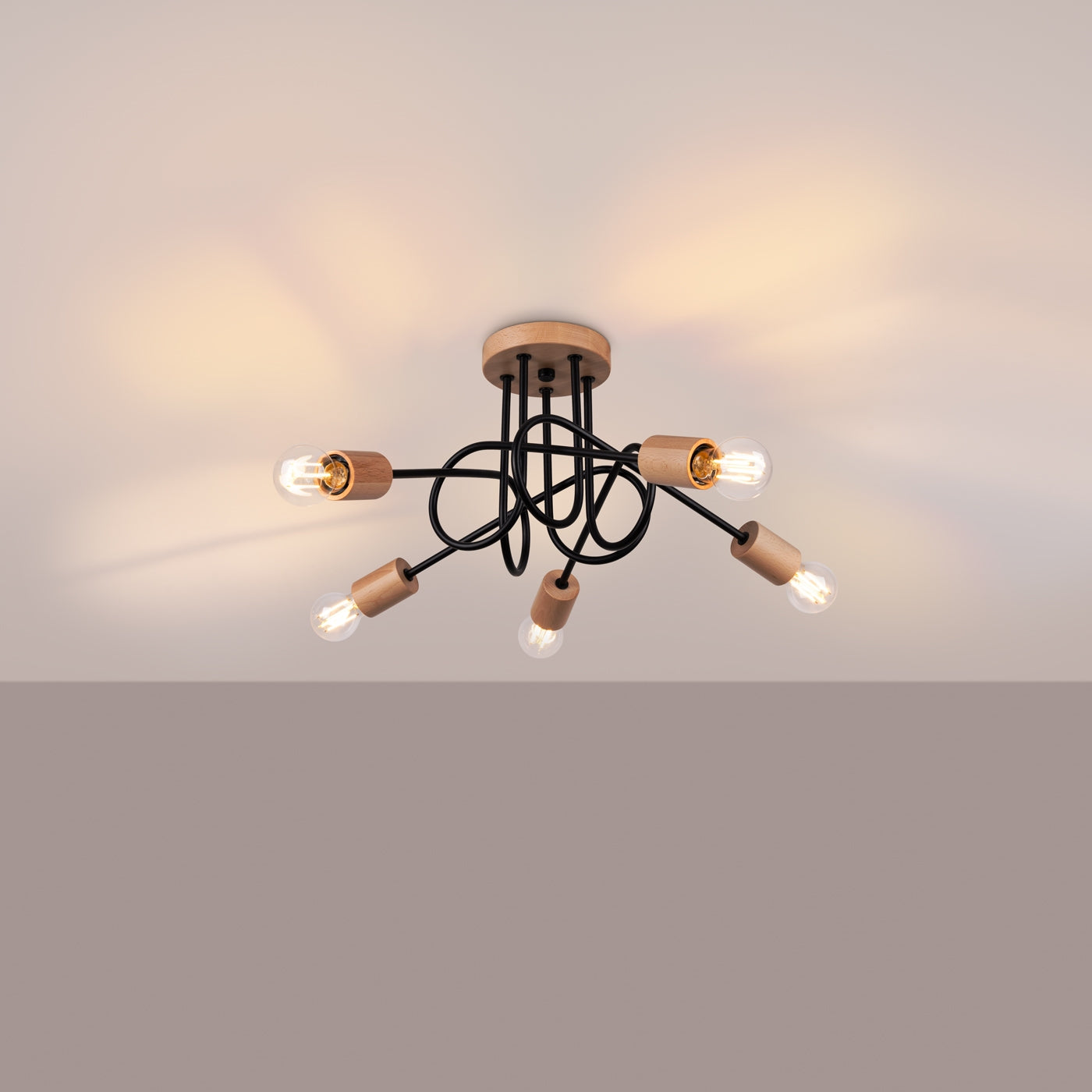 Pendelleuchte EMBER 5 Schwarz Sollux Lighting