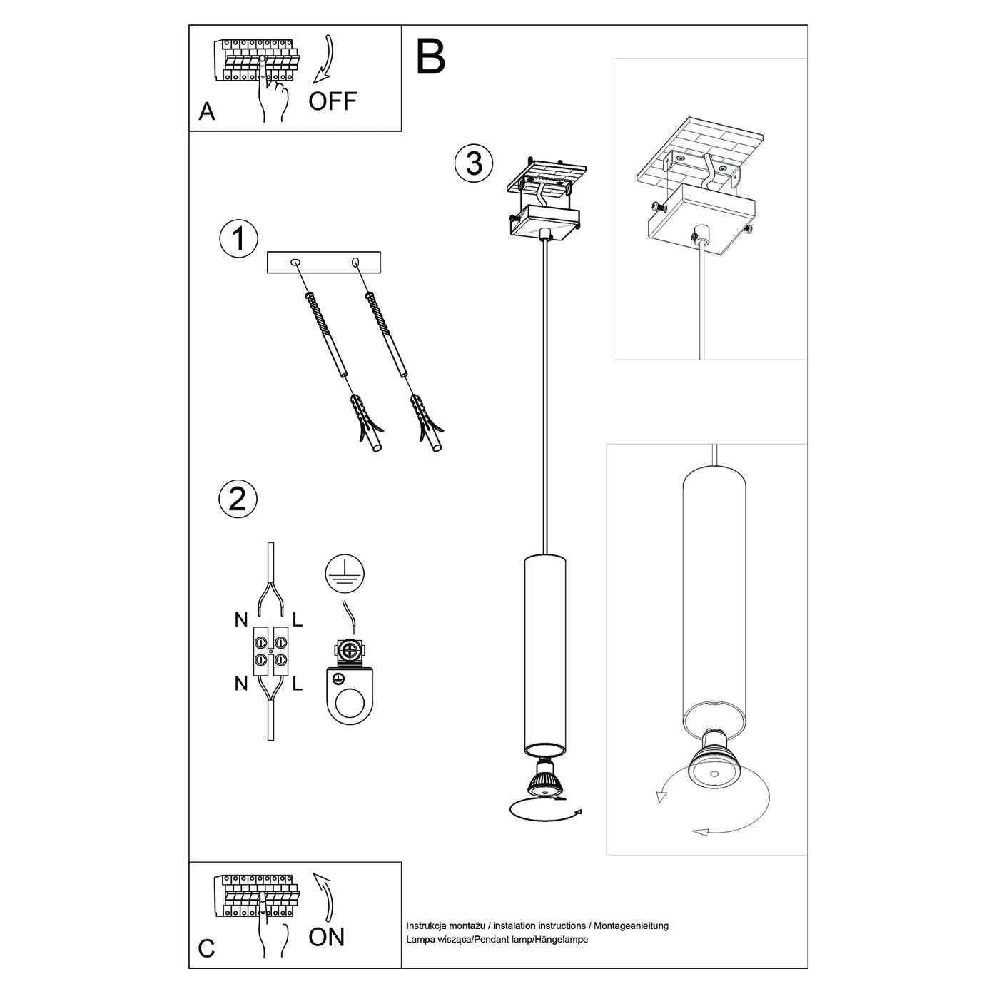 Pendelleuchte LAGOS 1 roter Ocker Sollux Lighting