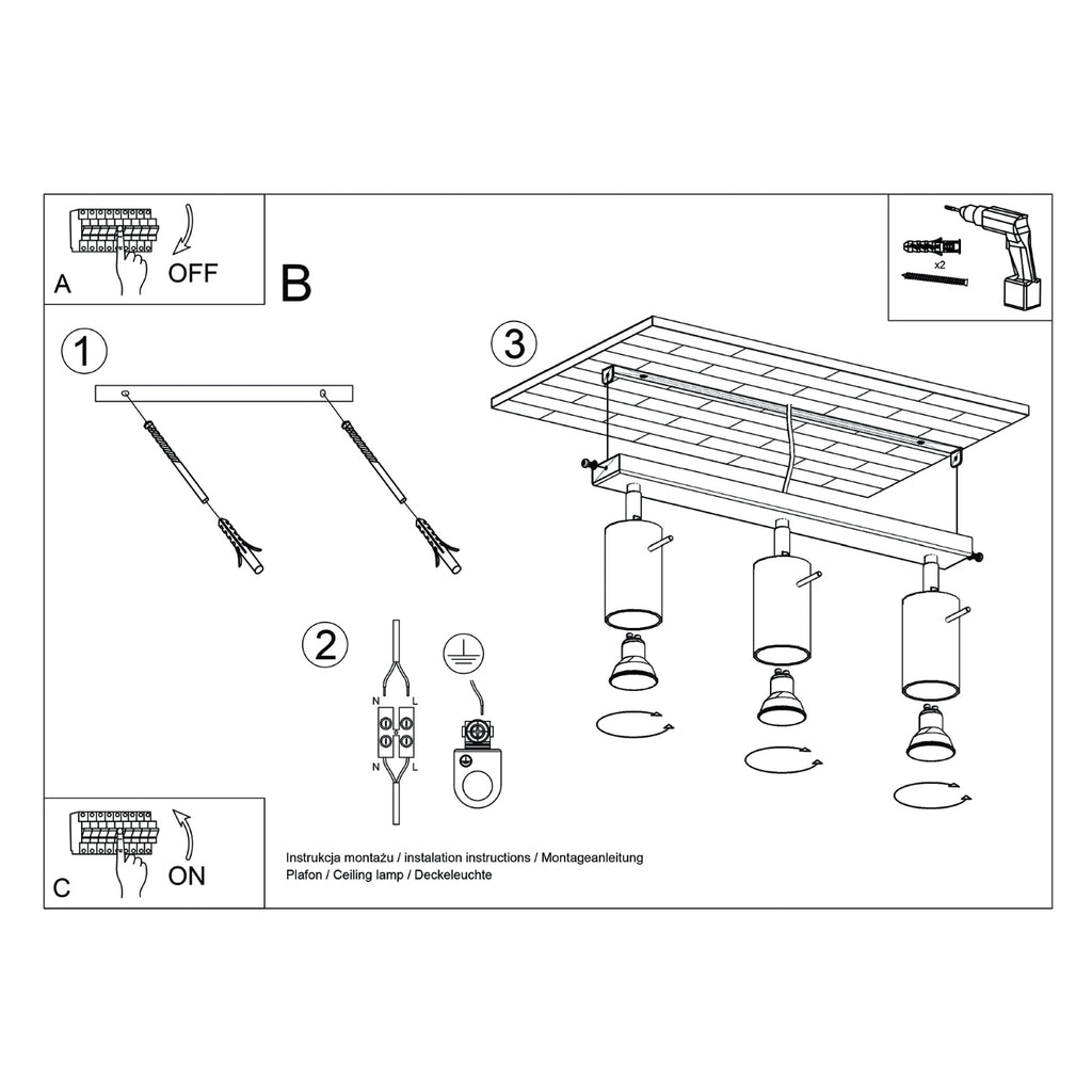 Deckenleuchte - Spot - Strahler RING 3L olivgrün Sollux Lighting