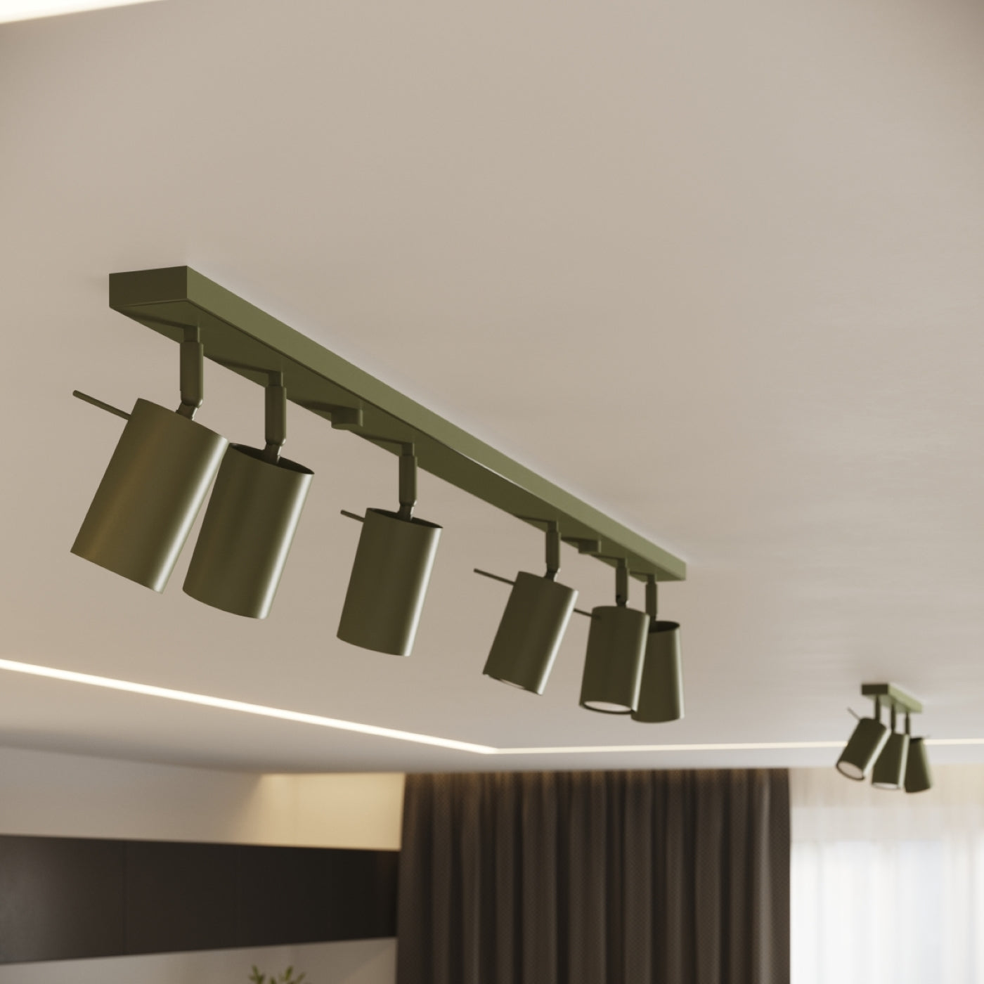 Deckenleuchte - Spot - Strahler RING 6L olivgrün Sollux Lighting