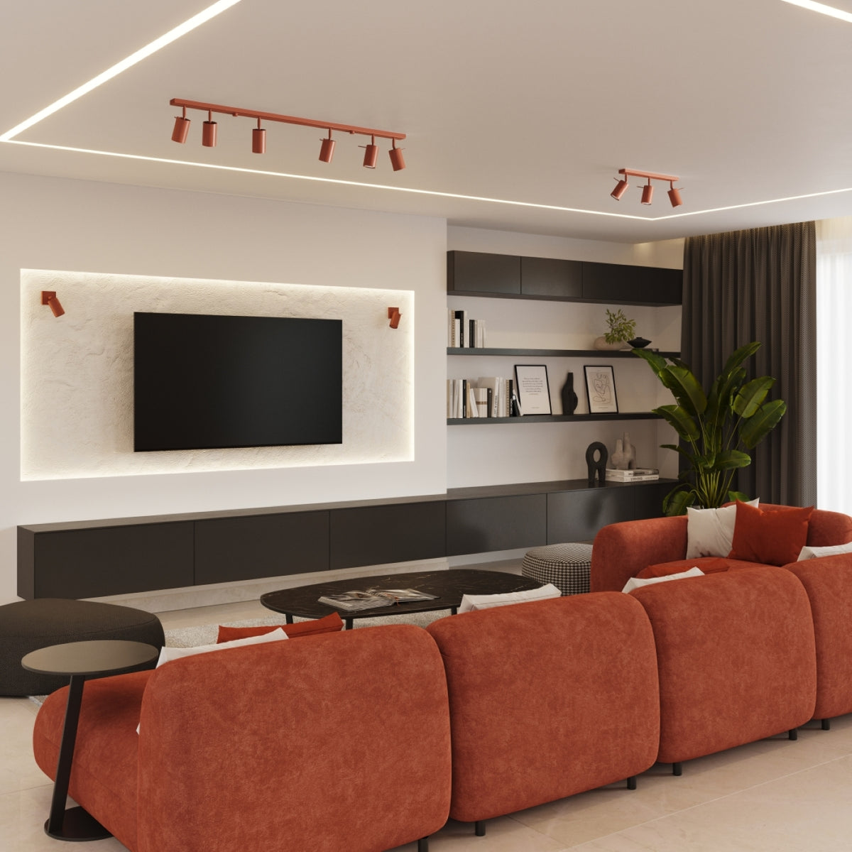 Deckenleuchte - Spot - Strahler RING 3L roter Ocker Sollux Lighting