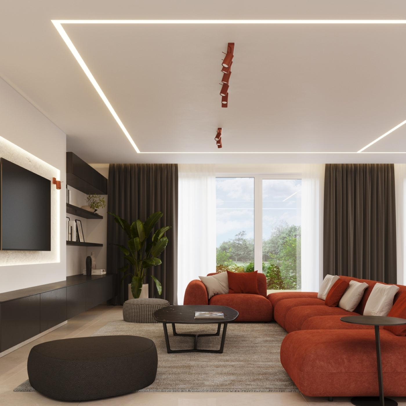 Deckenleuchte - Spot - Strahler RING 3P roter Ocker Sollux Lighting