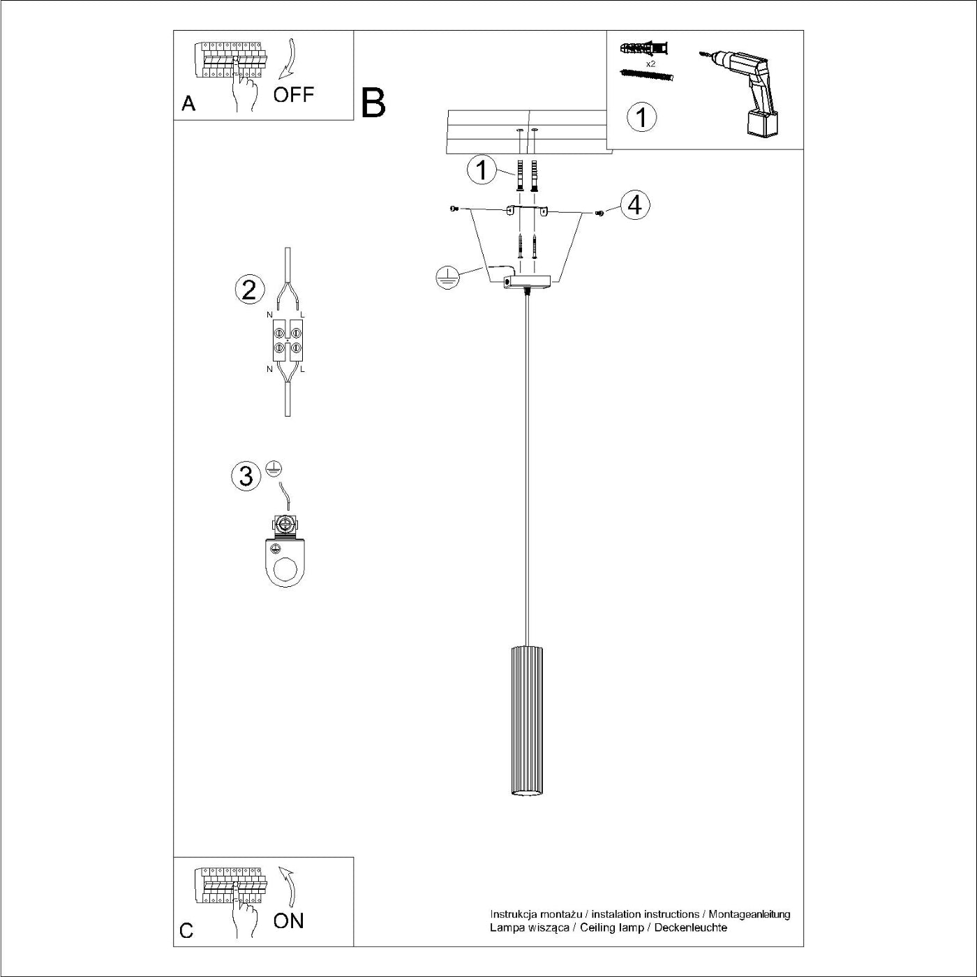 Pendelleuchte KARBON 1 weiß Sollux Lighting