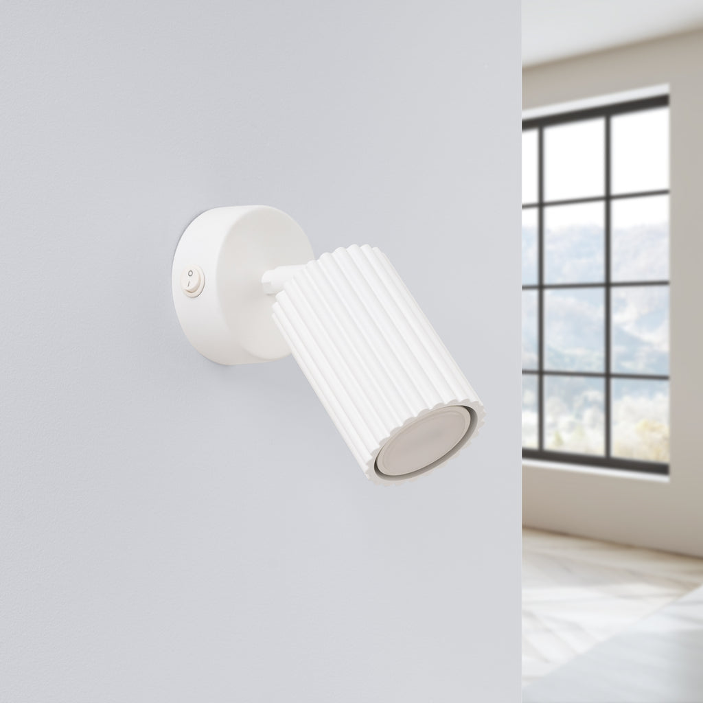 Wandleuchte KARBON weiße mit Schalter Sollux Lighting
