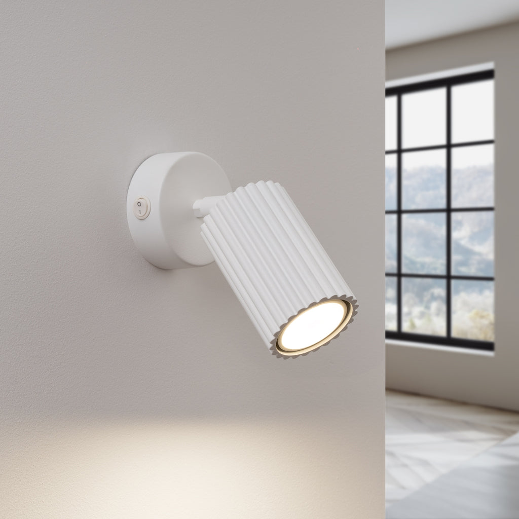 Wandleuchte KARBON weiße mit Schalter Sollux Lighting