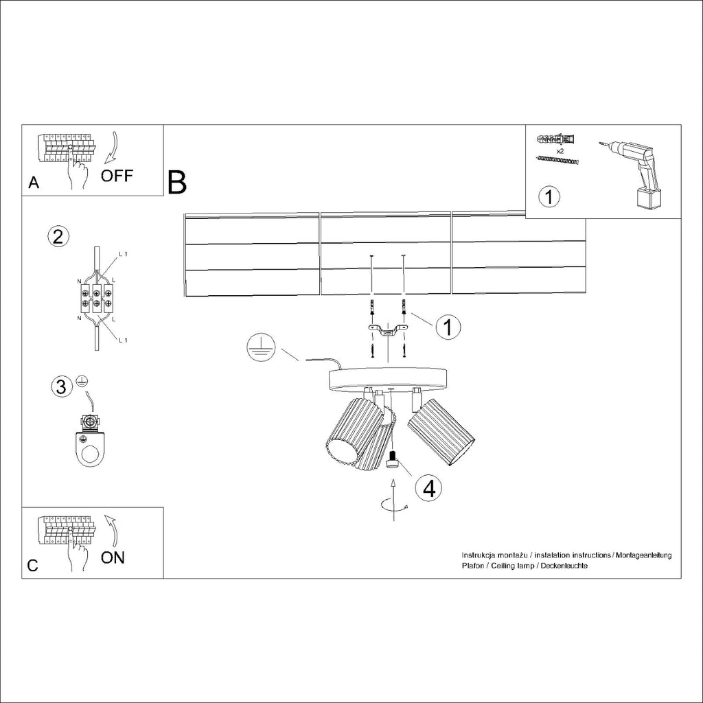 Deckenleuchte - Spot - Strahler KARBON 3P weiß Sollux Lighting