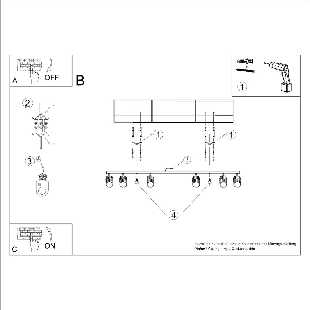 Deckenleuchte - Spot - Strahler KARBON 6L weiß Sollux Lighting