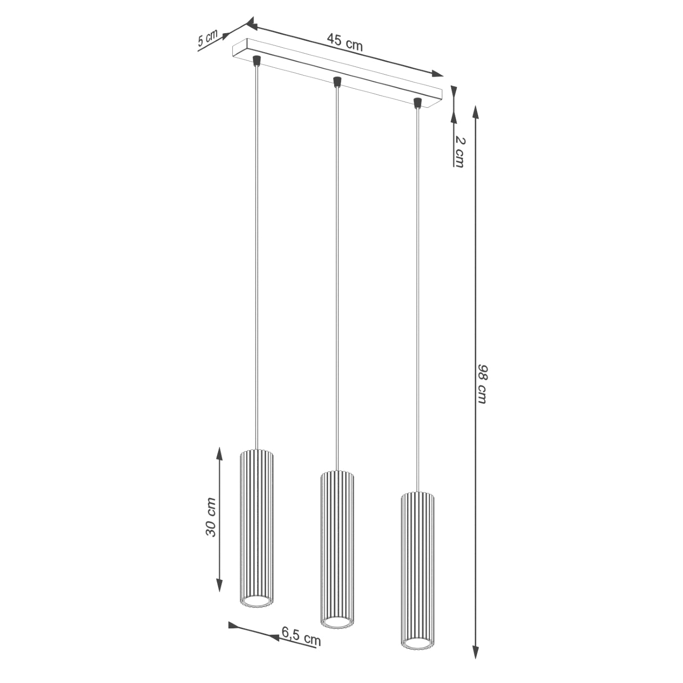 Pendelleuchte KARBON 3L schwarz Sollux Lighting