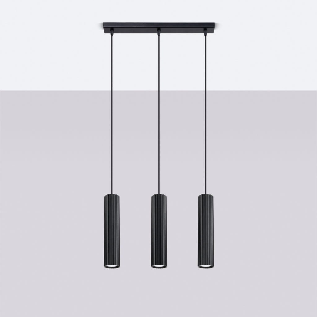 Pendelleuchte KARBON 3L schwarz Sollux Lighting