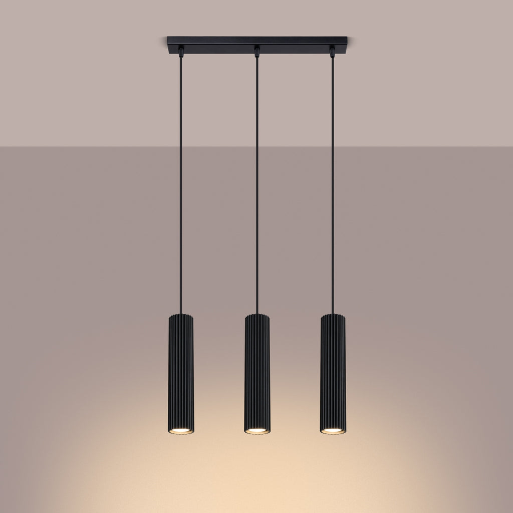 Pendelleuchte KARBON 3L schwarz Sollux Lighting