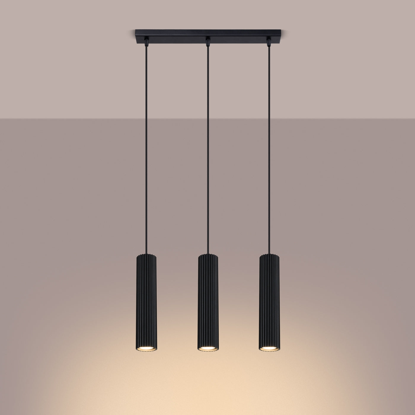 Pendelleuchte KARBON 3L schwarz Sollux Lighting