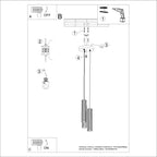 Pendelleuchte KARBON 3P schwarz Sollux Lighting