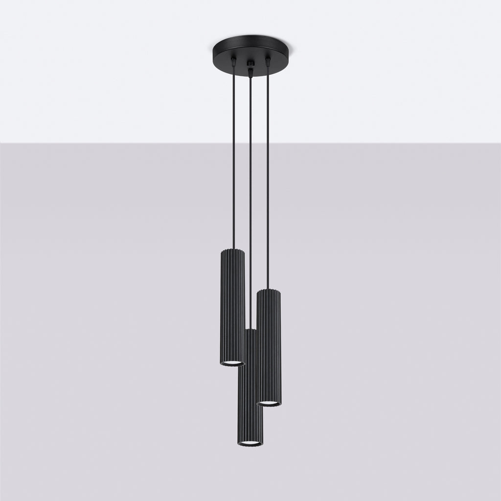 Pendelleuchte KARBON 3P schwarz Sollux Lighting