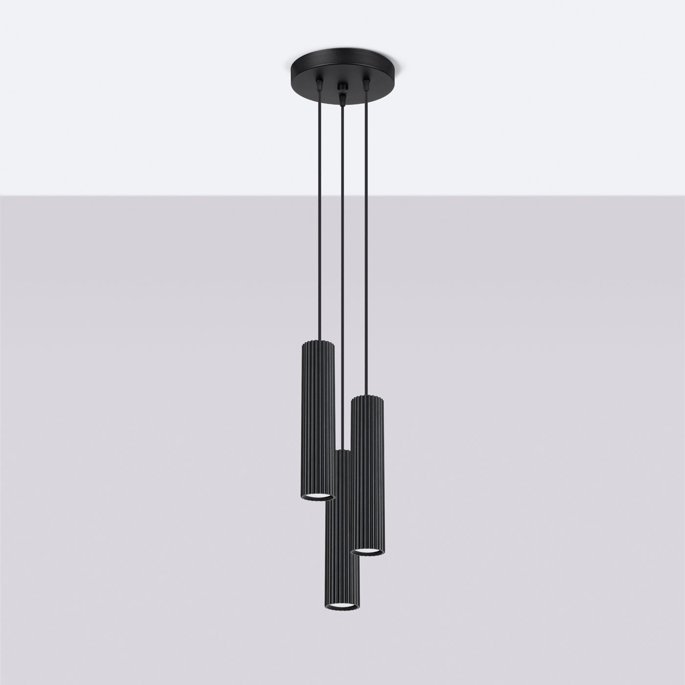 Pendelleuchte KARBON 3P schwarz Sollux Lighting