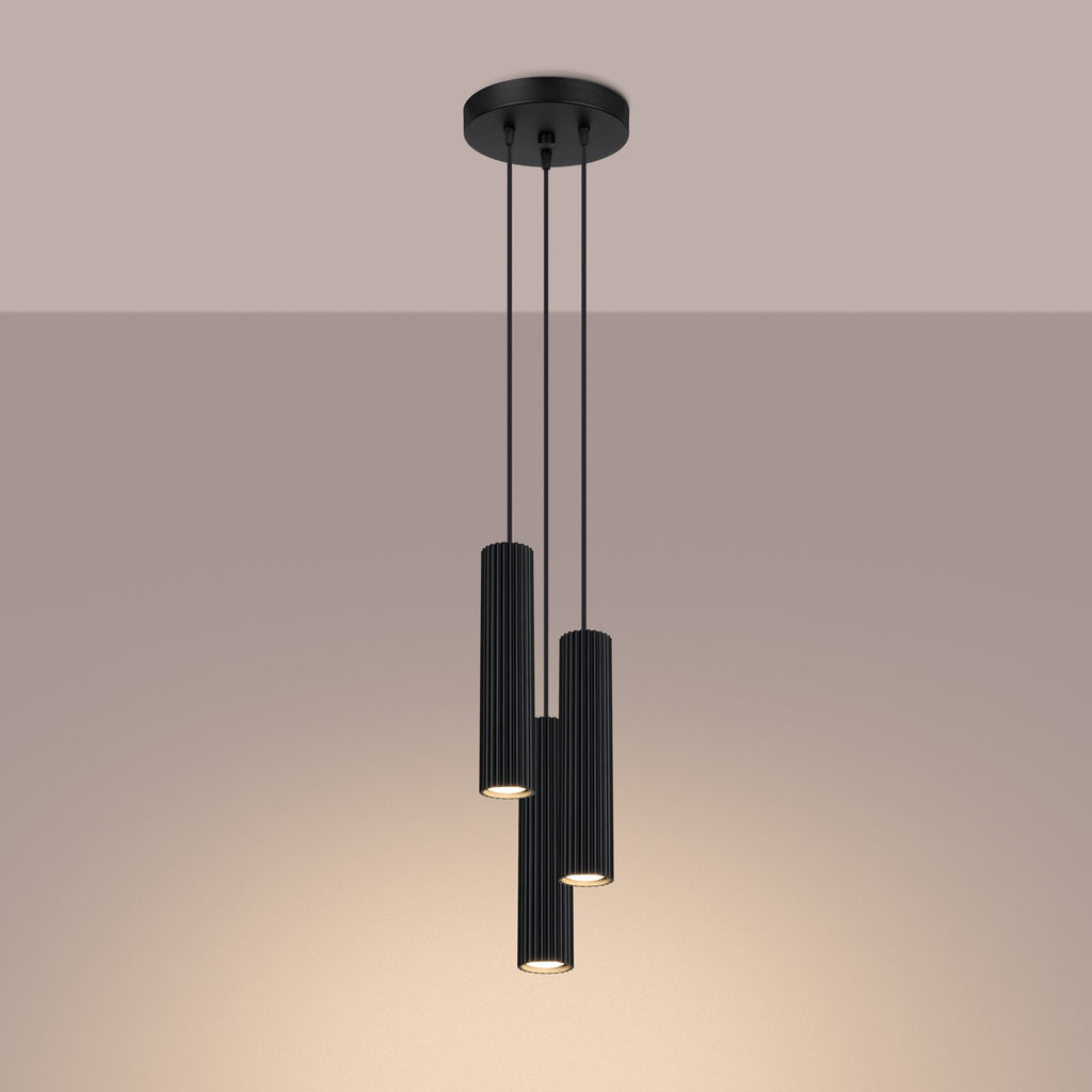 Pendelleuchte KARBON 3P schwarz Sollux Lighting