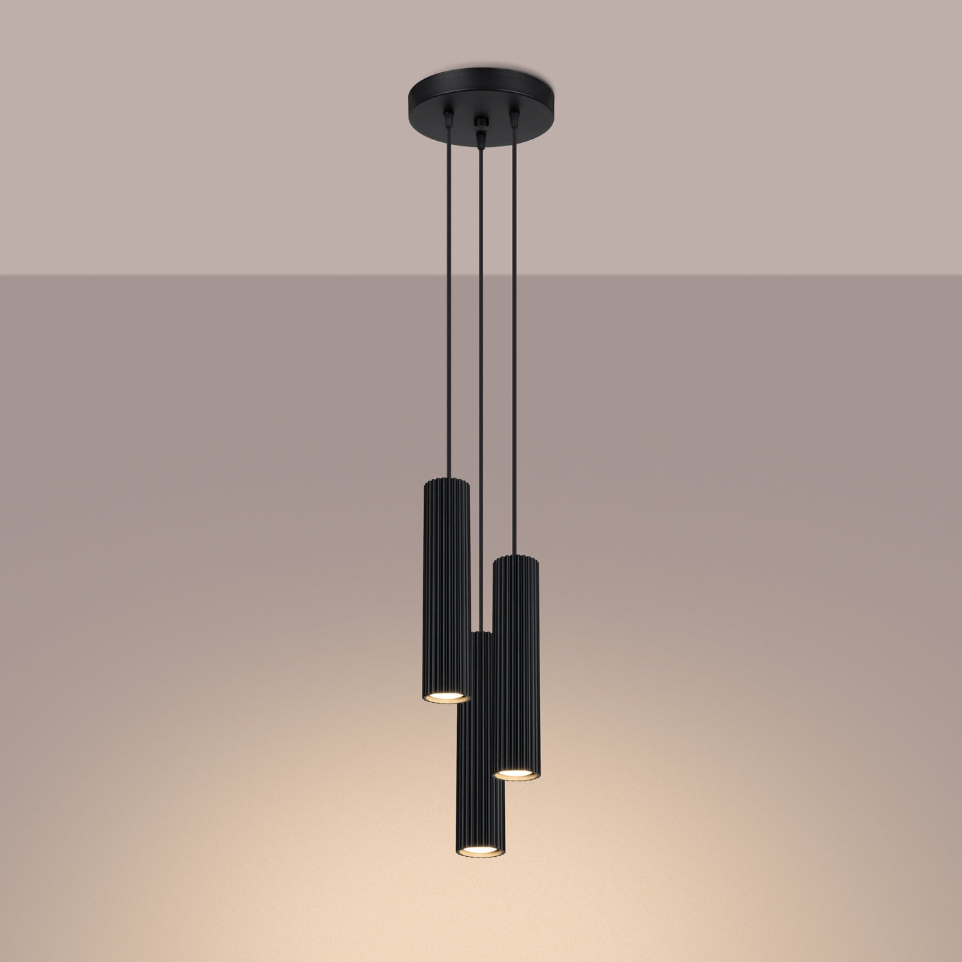 Pendelleuchte KARBON 3P schwarz Sollux Lighting