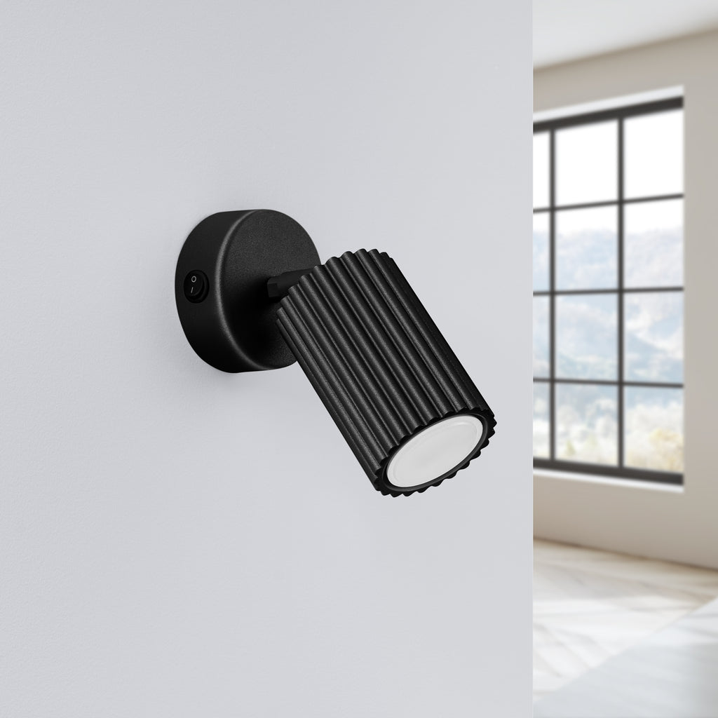 Wandleuchte KARBON schwarze mit Schalter Sollux Lighting