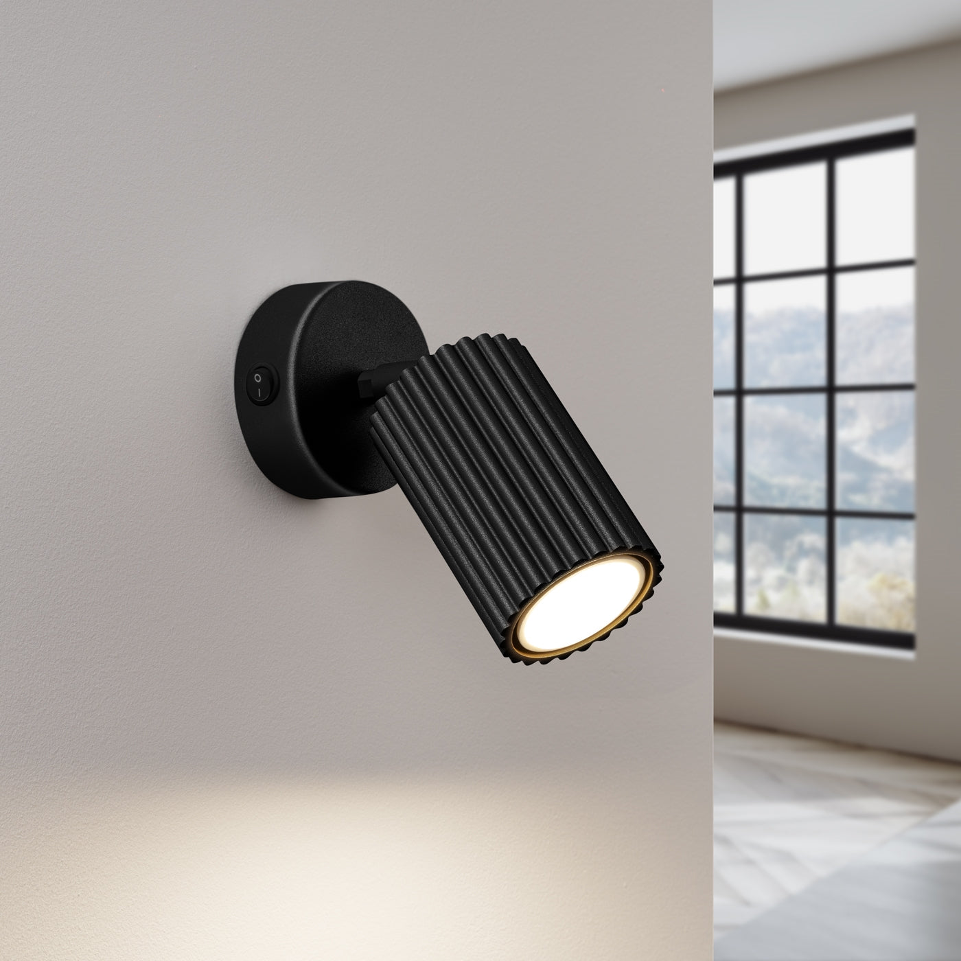 Wandleuchte KARBON schwarze mit Schalter Sollux Lighting
