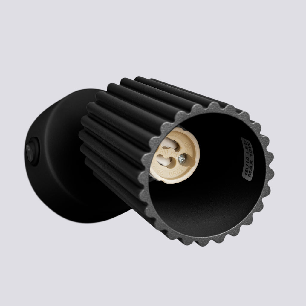 Wandleuchte KARBON schwarze mit Schalter Sollux Lighting