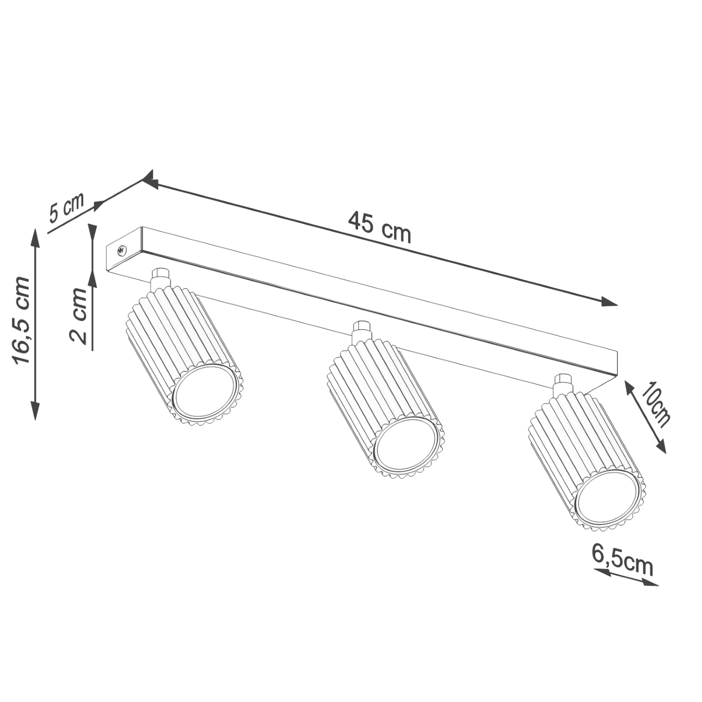 Deckenleuchte - Spot - Strahler KARBON 3L schwarz Sollux Lighting