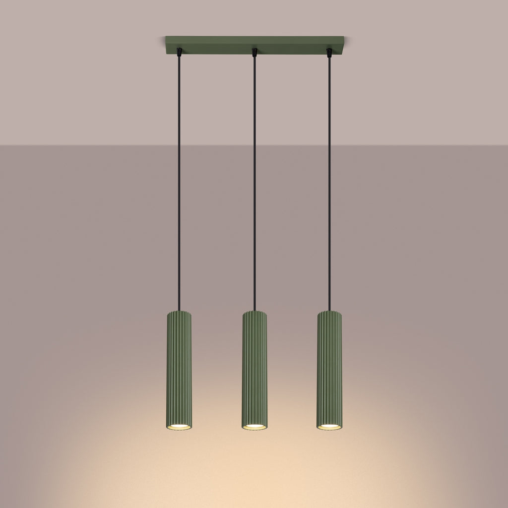 Pendelleuchte KARBON 3L olivgrün Sollux Lighting