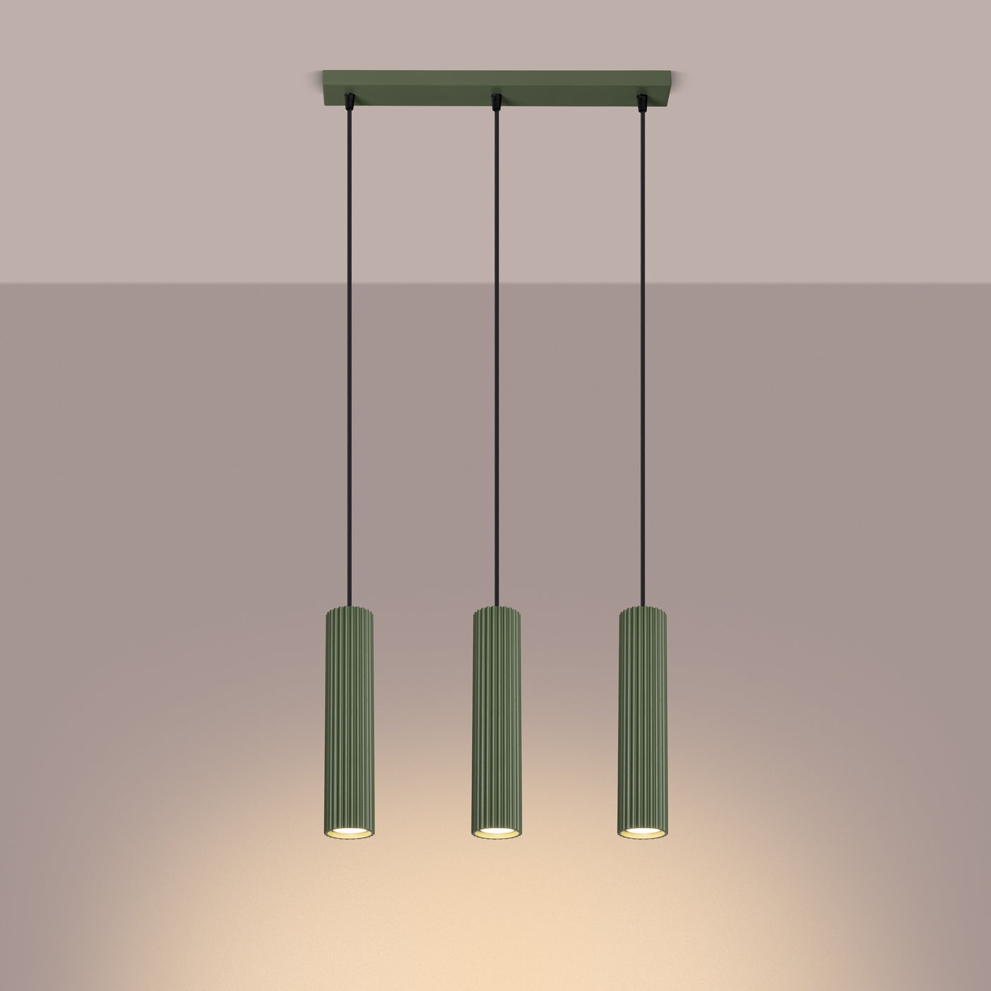 Pendelleuchte KARBON 3L olivgrün Sollux Lighting