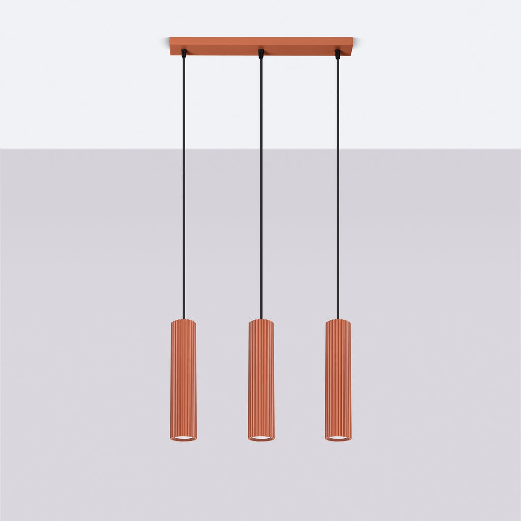 Pendelleuchte KARBON 3L roter Ocker Sollux Lighting