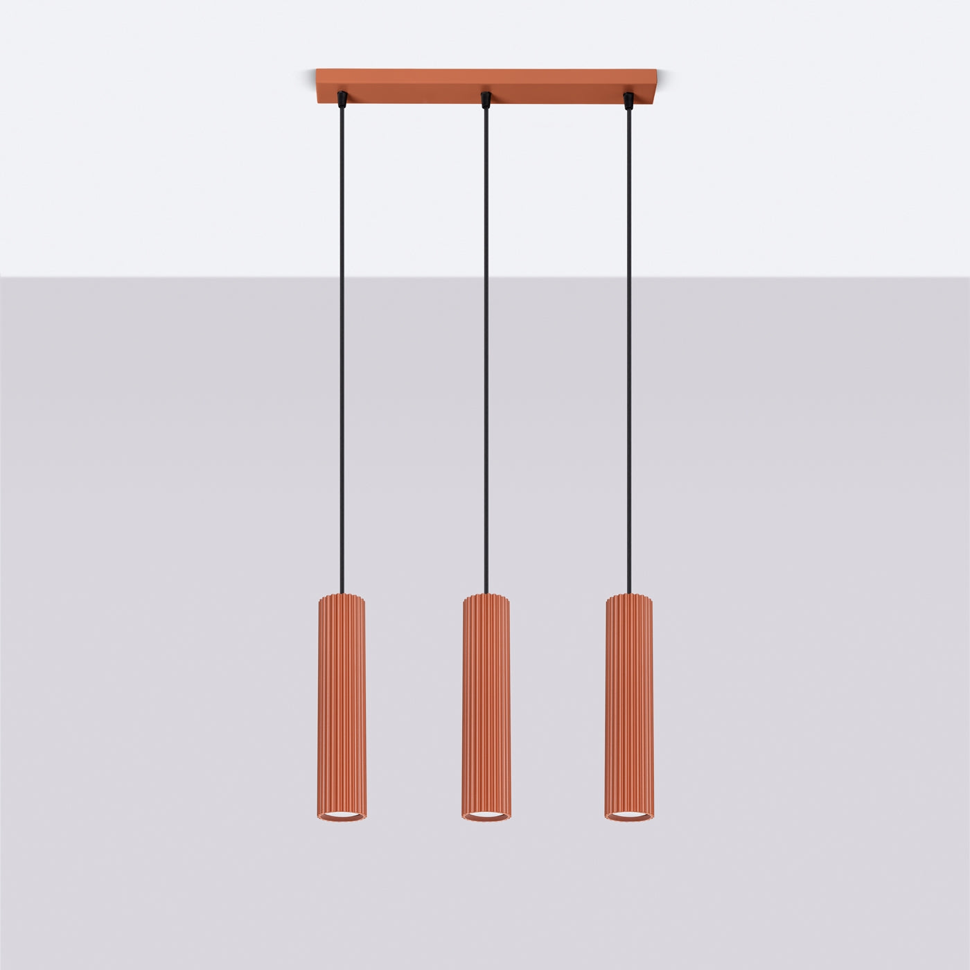 Pendelleuchte KARBON 3L roter Ocker Sollux Lighting