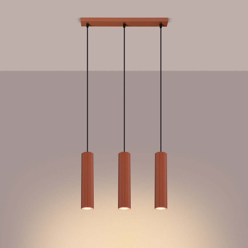 Pendelleuchte KARBON 3L roter Ocker Sollux Lighting