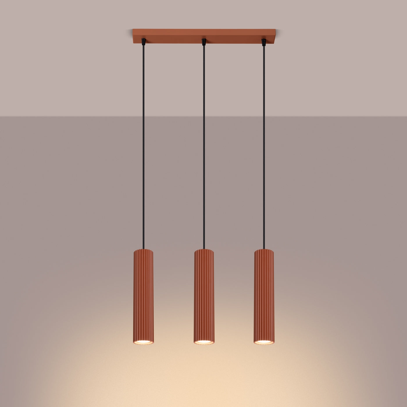 Pendelleuchte KARBON 3L roter Ocker Sollux Lighting