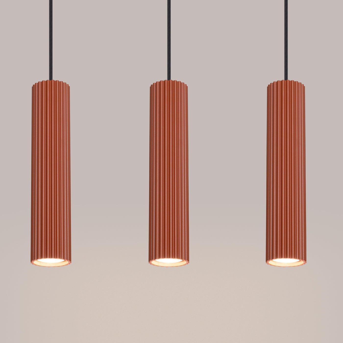 Pendelleuchte KARBON 3L roter Ocker Sollux Lighting