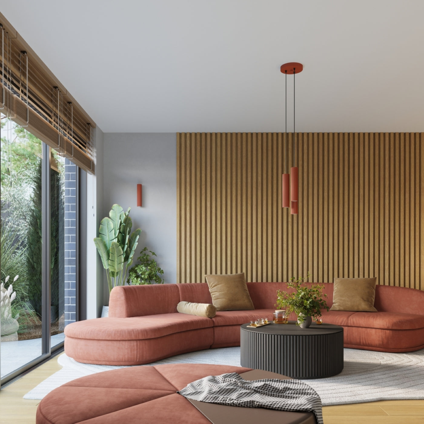 Pendelleuchte KARBON 3P roter Ocker Sollux Lighting