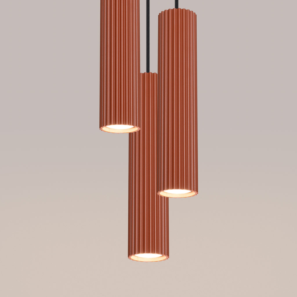 Pendelleuchte KARBON 3P roter Ocker Sollux Lighting