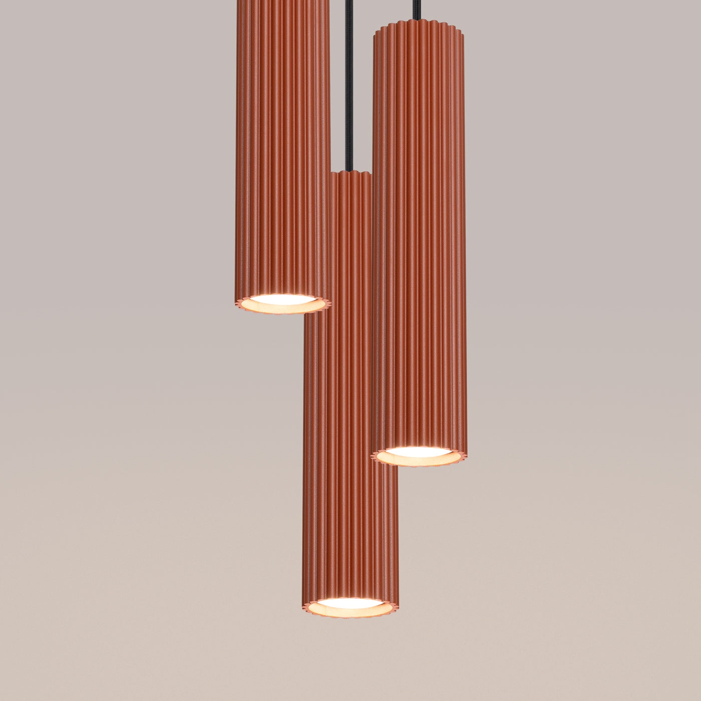 Pendelleuchte KARBON 3P roter Ocker Sollux Lighting