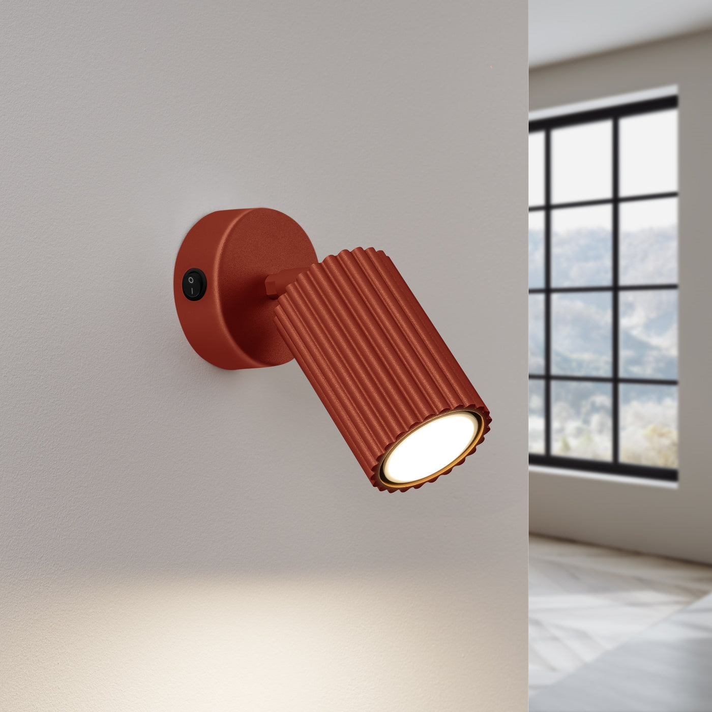 Wandleuchte KARBON roter Ockere mit Schalter Sollux Lighting