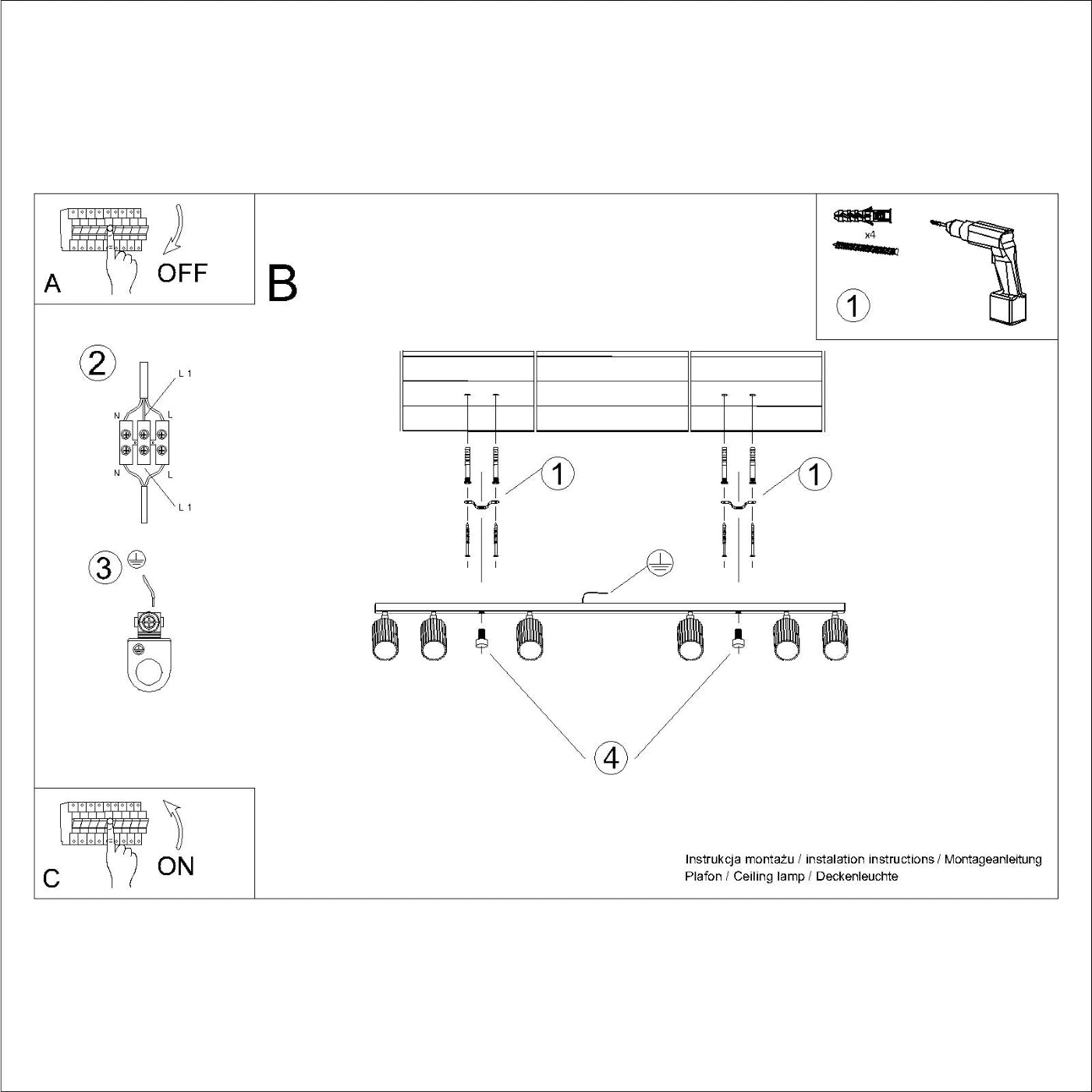 Deckenleuchte - Spot - Strahler KARBON 6L roter Ocker Sollux Lighting