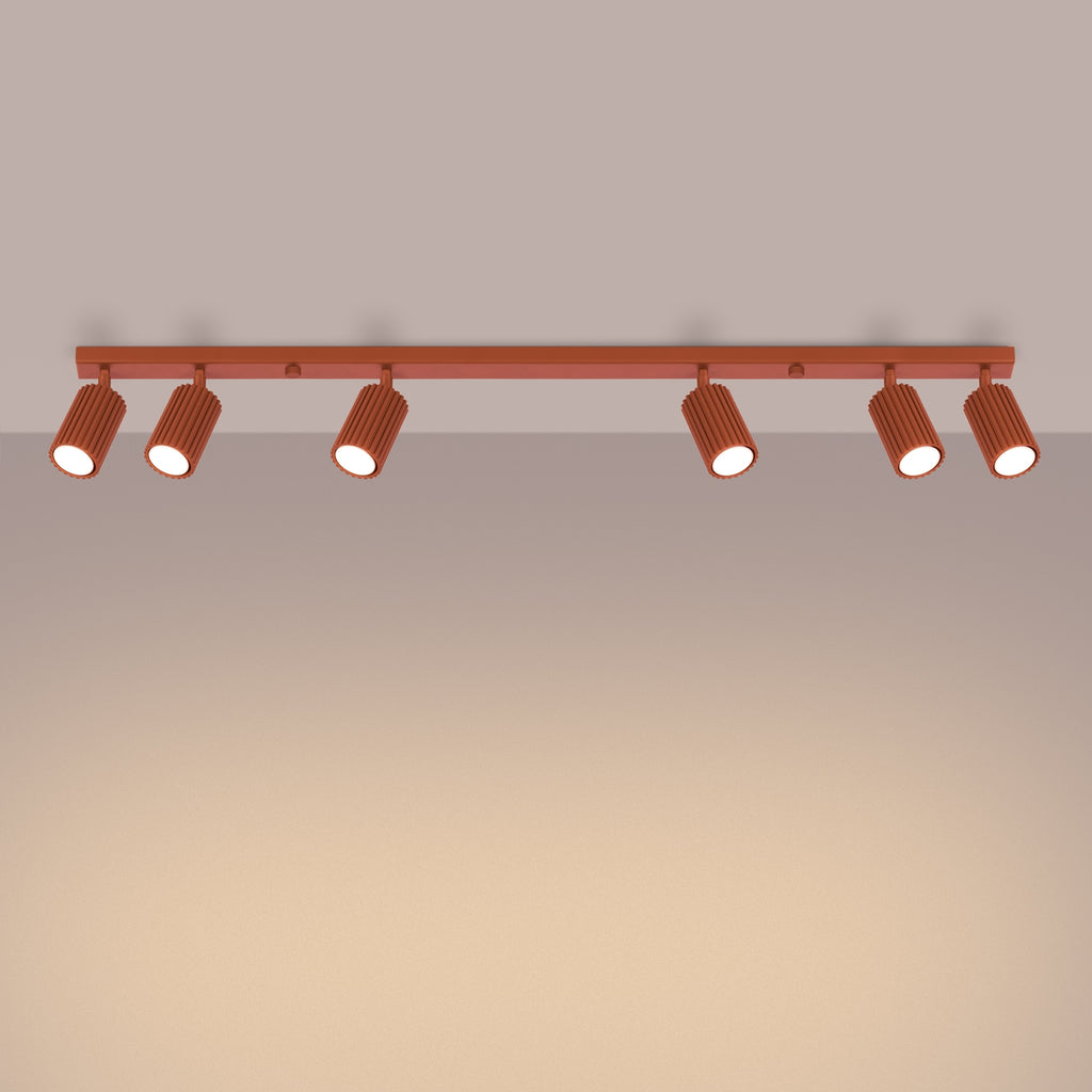 Deckenleuchte - Spot - Strahler KARBON 6L roter Ocker Sollux Lighting