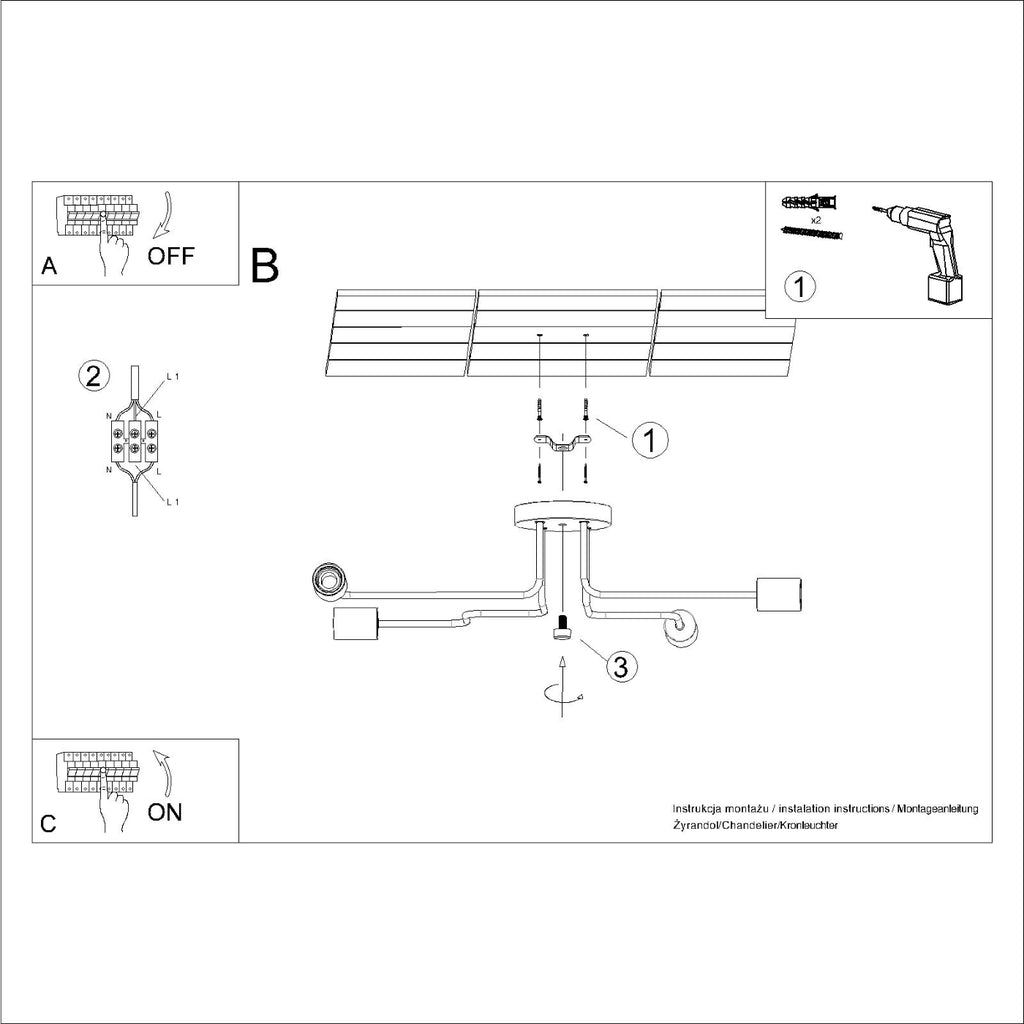 Pendelleuchte TIMBO 4 weiß Sollux Lighting