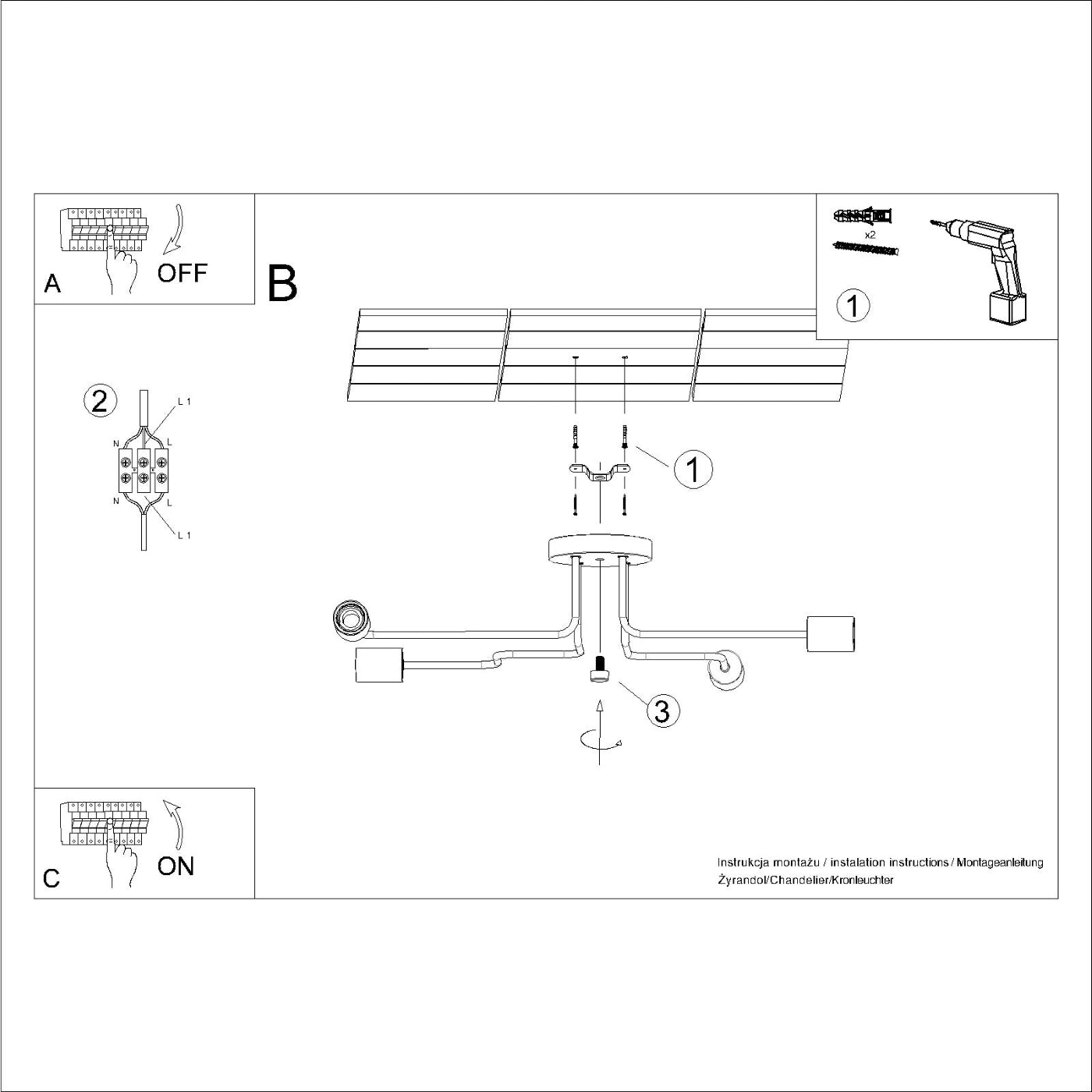 Pendelleuchte TIMBO 4 weiß Sollux Lighting