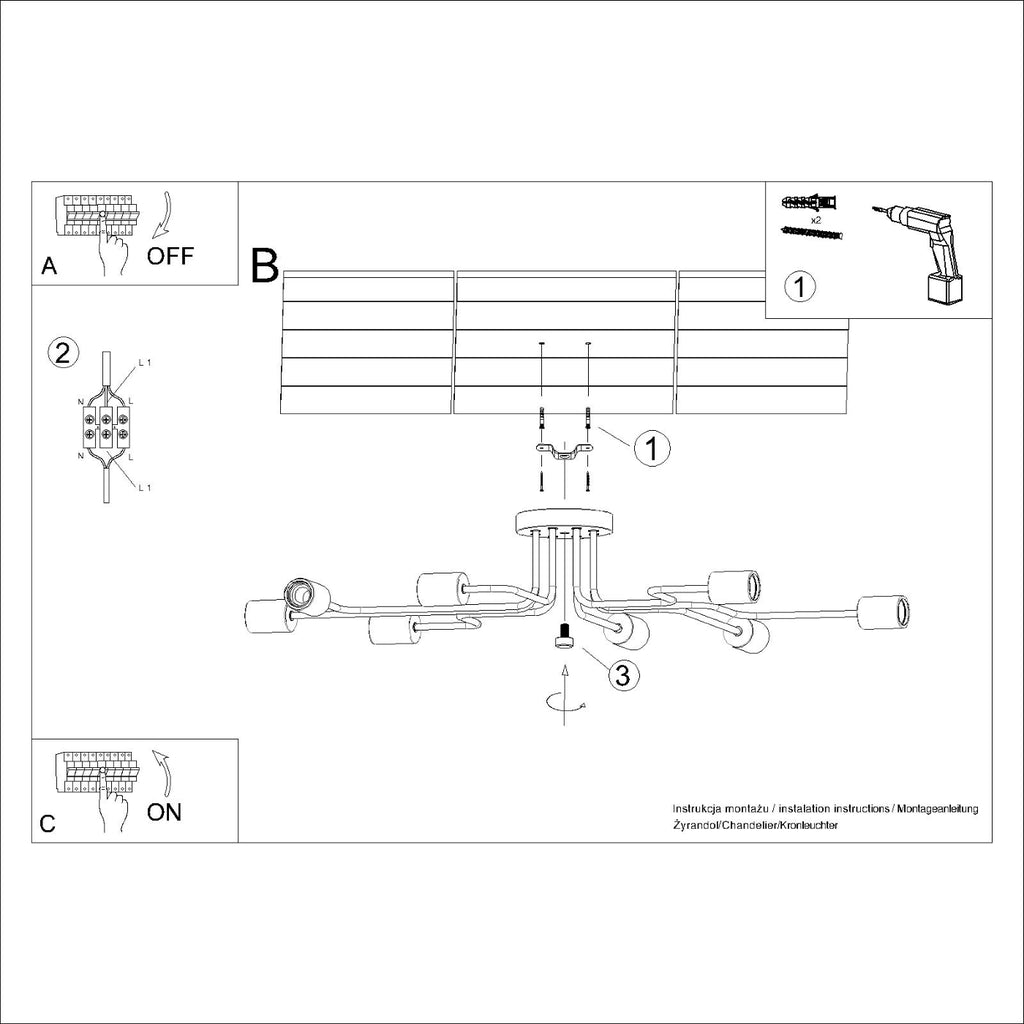 Pendelleuchte TIMBO 8 weiß Sollux Lighting