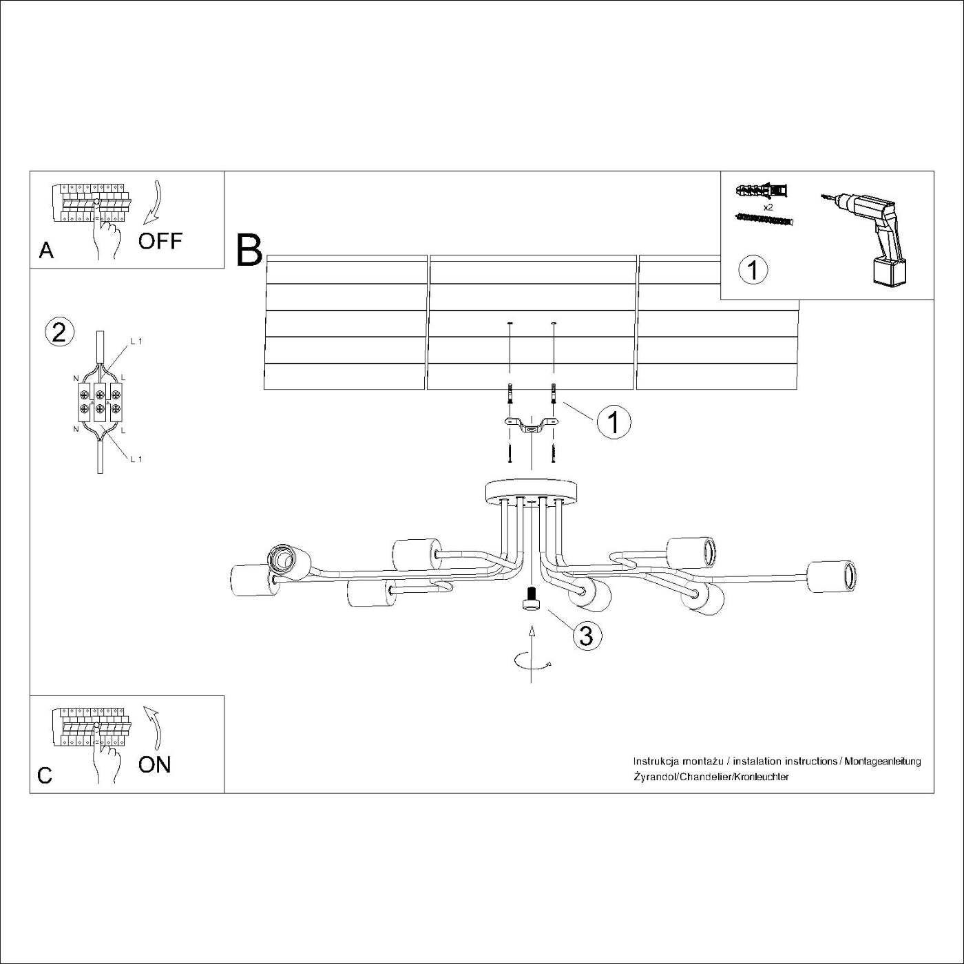 Pendelleuchte TIMBO 8 weiß Sollux Lighting