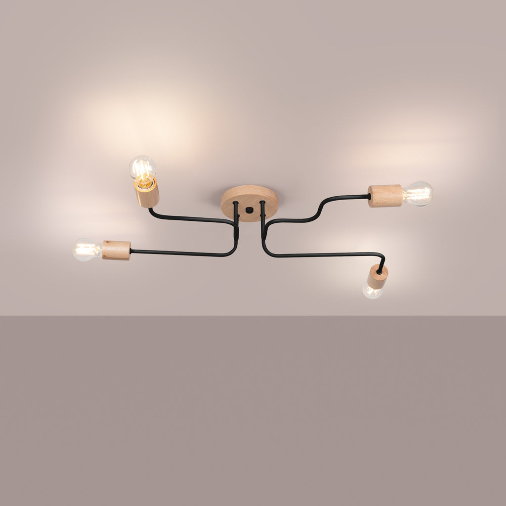 Pendelleuchte TIMBO 4 schwarz Sollux Lighting